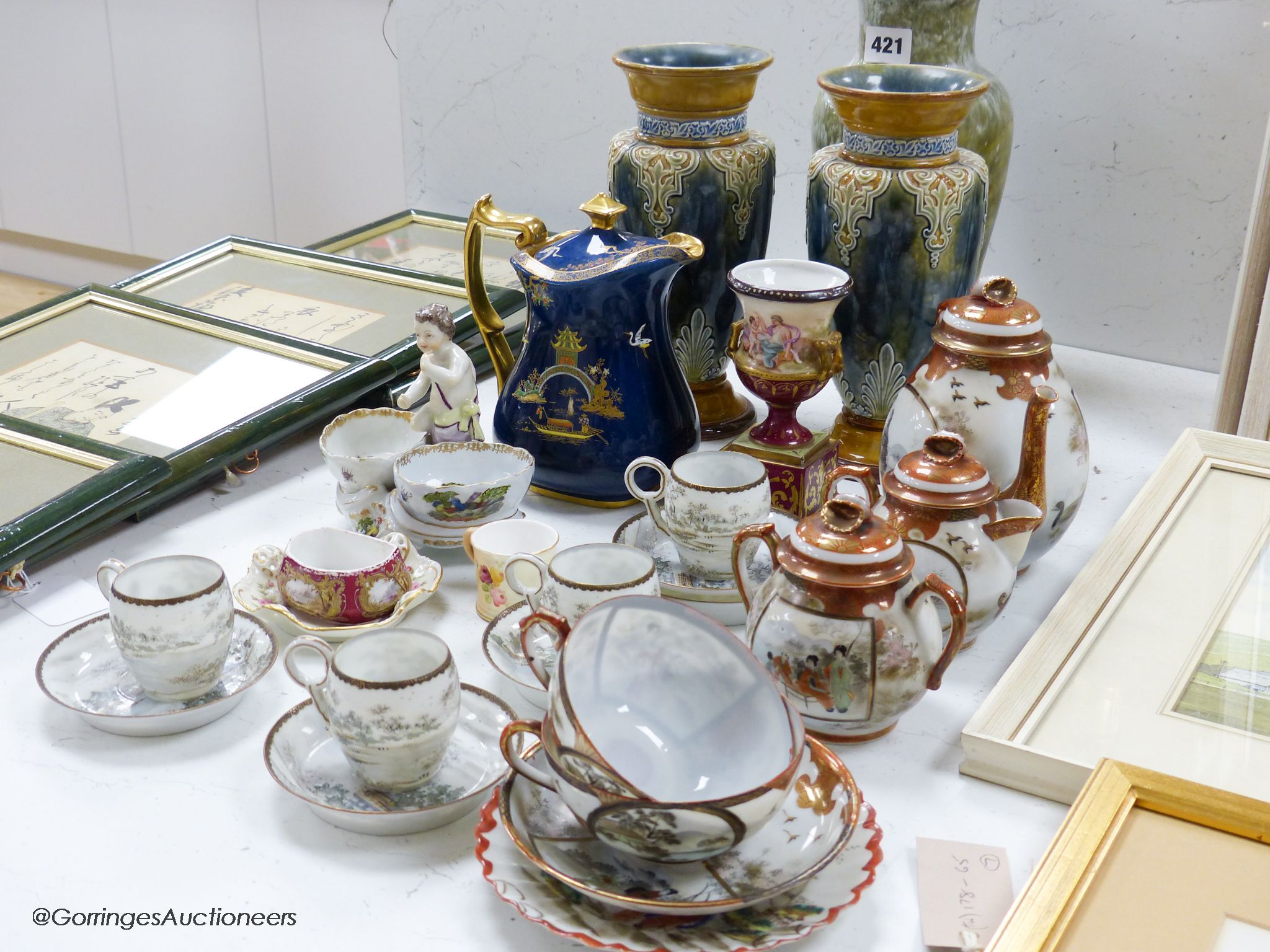 A pair of Royal Doulton vases, a Carltonware jug and other Worcester, Rosenthal and mixed ceramics